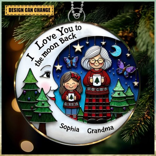 I Love You To The Moon And Back   Grandma Grandkid On Moon Personalized Acrylic OrnamentI Love You To The Moon And Back   Grandma Grandkid On Moon Personalized Acrylic Ornament