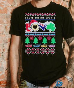 I love Boston Sports Love Ugly Christmas T Shirt