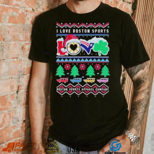 I love Boston Sports Love Ugly Christmas T Shirt