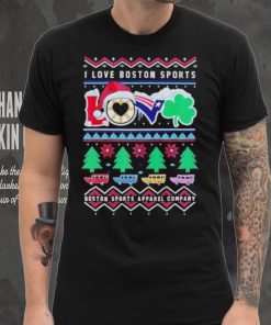 I love Boston Sports Love Ugly Christmas T Shirt