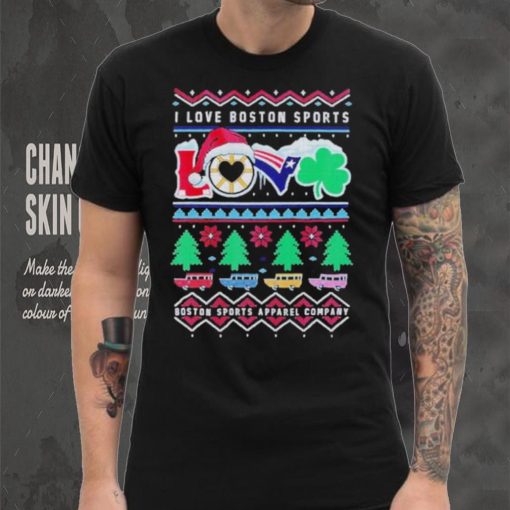 I love Boston Sports Love Ugly Christmas T Shirt