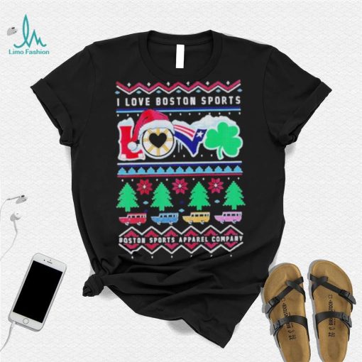 I love Boston Sports Love Ugly Christmas T Shirt