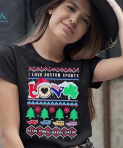 I love Boston Sports Love Ugly Christmas T Shirt