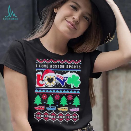 I love Boston Sports Love Ugly Christmas T Shirt