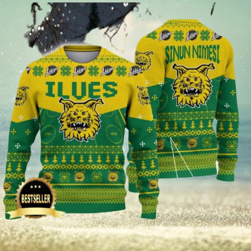 Ilves Hockey Ugly Christmas Sweater Logo Custom Name Gift Fans