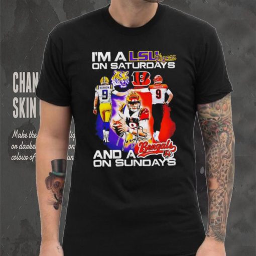 I’m a LSU Tigers on saturdays and a Cincinnati Bengals on sundays Joe Burrow signature logo shirt