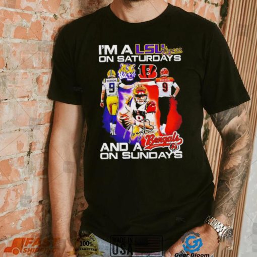 I’m a LSU Tigers on saturdays and a Cincinnati Bengals on sundays Joe Burrow signature logo shirt