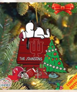 Indiana Hoosiers Snoopy Christmas NCAA Ornament Custom Name