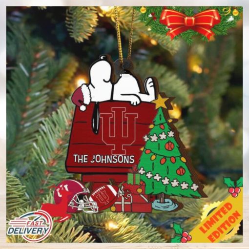 Indiana Hoosiers Snoopy Christmas NCAA Ornament Custom Name