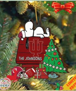 Indiana Hoosiers Snoopy Christmas NCAA Ornament Custom Name