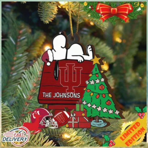 Indiana Hoosiers Snoopy Christmas NCAA Ornament Custom Name