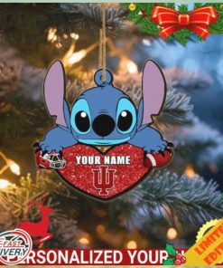 Indiana Hoosiers Stitch Custom Name Ornament NCAA And Stitch With Heart Ornament