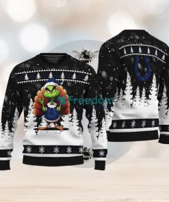 Indianapolis Colts Black Grinch Turkey Disguise Thankgiving Knitted Christmas Sweater AOP Gift Holidays