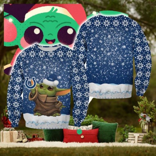 Indianapolis Colts Christmas Pattern Baby Yoda Sweater Best For Fans Gift Christmas Holidays