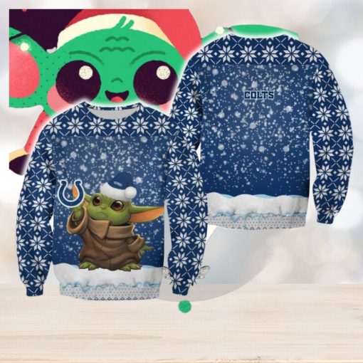 Indianapolis Colts Christmas Pattern Baby Yoda Sweater Best For Fans Gift Christmas Holidays