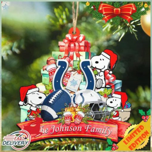 Indianapolis Colts Snoopy And NFL Sport Ornament Personalized Your Family Name