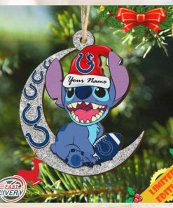 Indianapolis Colts Stitch Ornament NFL Christmas And Stitch With Moon Ornament
