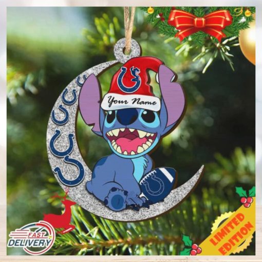 Indianapolis Colts Stitch Ornament NFL Christmas And Stitch With Moon Ornament