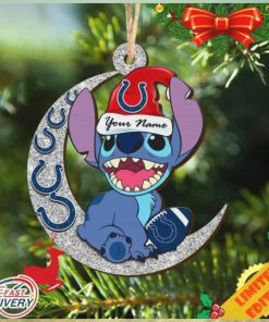 Indianapolis Colts Stitch Ornament NFL Christmas And Stitch With Moon Ornament