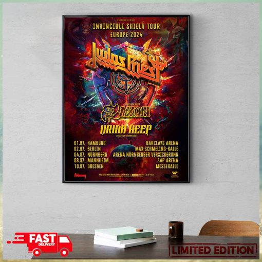 Invincible Shield Tour Europe 2024 Judas Priest With Saxon And Uriah Heep Schedule List Poster Canvas