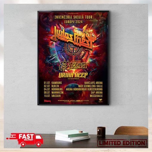 Invincible Shield Tour Europe 2024 Judas Priest With Saxon And Uriah Heep Schedule List Poster Canvas