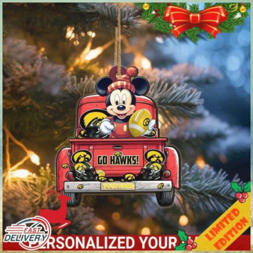 Iowa Hawkeyes Mickey Mouse Ornament Personalized Your Name Sport Home Decor