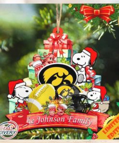 Iowa Hawkeyes Snoopy Christmas NCAA Ornament Personalized Your Family Name