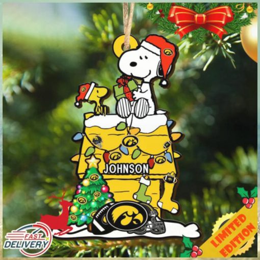 Iowa Hawkeyes Snoopy Christmas NCAA Ornament Personalized Your Name