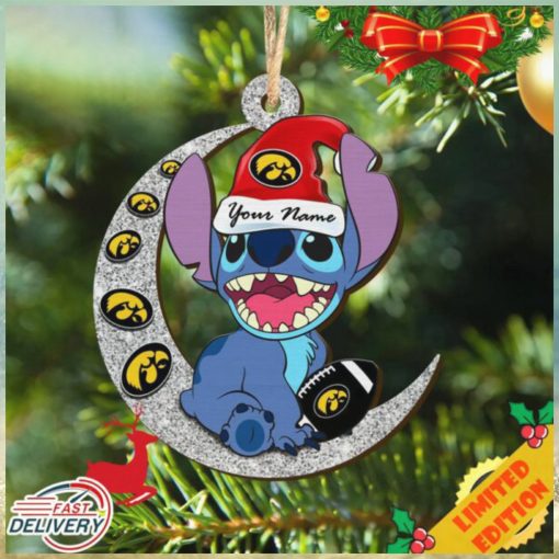 Iowa Hawkeyes Stitch Christmas Ornament NCAA And Stitch With Moon Ornament