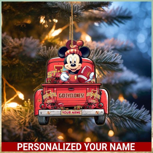 Iowa State Cyclones Mickey Mouse Ornament Personalized Your Name Sport Home Decor