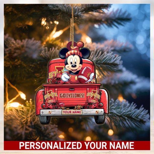 Iowa State Cyclones Mickey Mouse Ornament Personalized Your Name Sport Home Decor