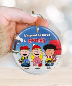 It's Good To Have Friends, Personalized Ceramic Ornament, Cartoon Friends Ornament, Christmas