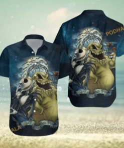 Jack & Oogie Boogie Nightmare Aloha Shirt, Mens Christmas Hawaiian Shirt