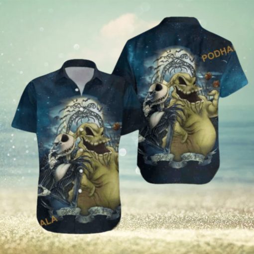 Jack & Oogie Boogie Nightmare Aloha Shirt, Mens Christmas Hawaiian Shirt