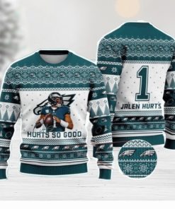 Jalen Hurts Philadelphia Eagles Hurts So Good Number 1 NFL Christmas Ugly Sweater