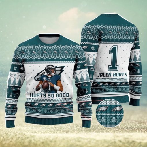 Jalen Hurts Philadelphia Eagles Hurts So Good Number 1 NFL Christmas Ugly Sweater