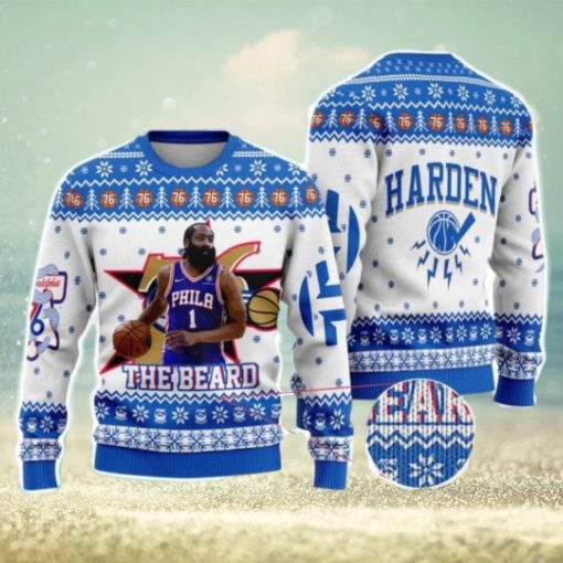 Jame Harden Philadelphia 76ers NBA Basketball Thunder Christmas Ugly Sweater