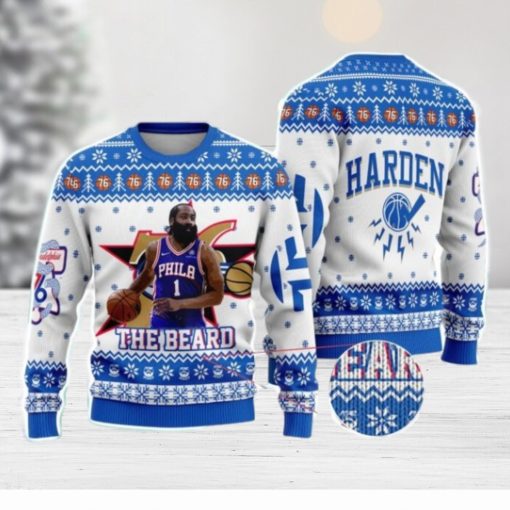 Jame Harden Philadelphia 76ers NBA Basketball Thunder Christmas Ugly Sweater