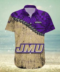 James Madison Dukes 3D Hawaiian Shirt Grunge Polynesian TattooNCAA Summer Beach For Fans Gift