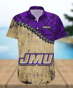 James Madison Dukes 3D Hawaiian Shirt Grunge Polynesian TattooNCAA Summer Beach For Fans Gift