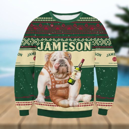 Jameson Iris Whisky Bulldog Ugly Christmas Sweater