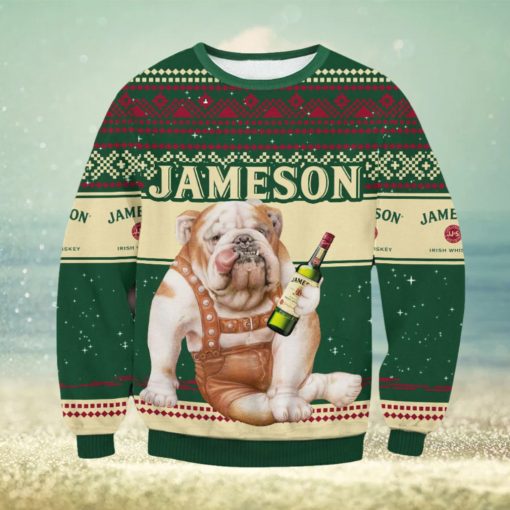 Jameson Iris Whisky Bulldog Ugly Christmas Sweater