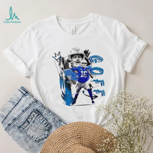 Jared Goff number 16 Detroit Lions football player pose gift shirt