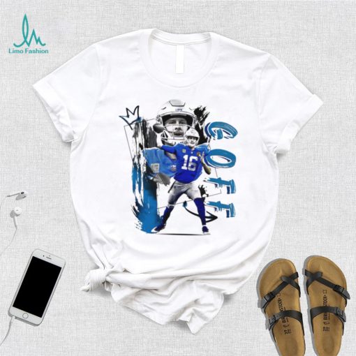 Jared Goff number 16 Detroit Lions football player pose gift shirt