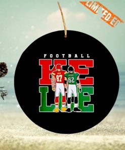 Jason Kelce Philadelphia Eagles and Travis Kelce Kansas City Chiefs football Ornament