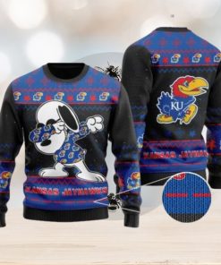 Jayhawks Snoopy Dabbing Knitted Ugly Christmas Sweater