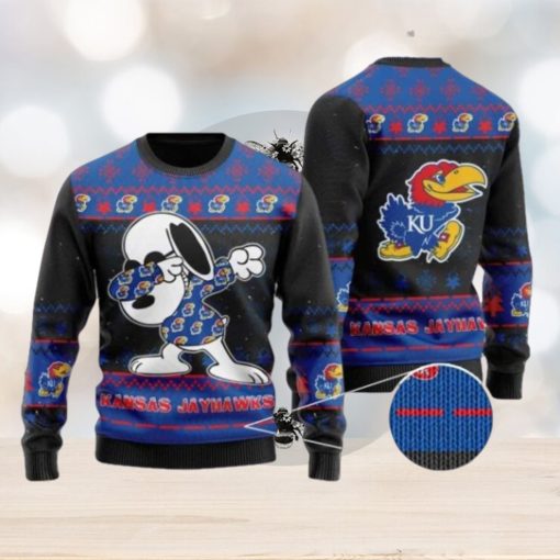 Jayhawks Snoopy Dabbing Knitted Ugly Christmas Sweater