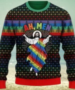 Jesus Ah Men Lgbtq+ Ugly Christmas Sweater