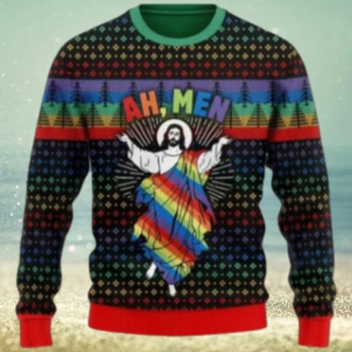 Jesus Ah Men Lgbtq+ Ugly Christmas Sweater