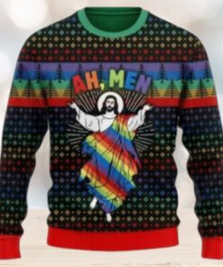 Jesus Ah Men Lgbtq+ Ugly Christmas Sweater